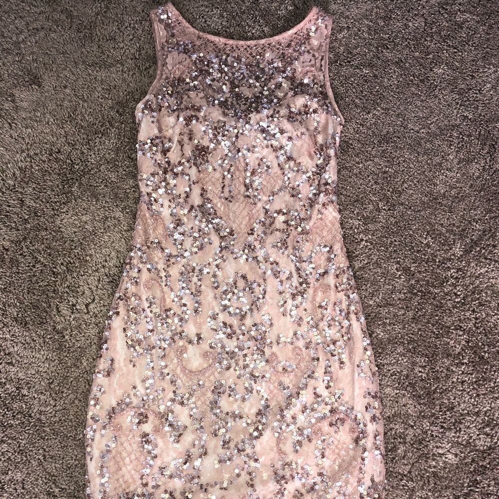 Cache blush pink beaded dress